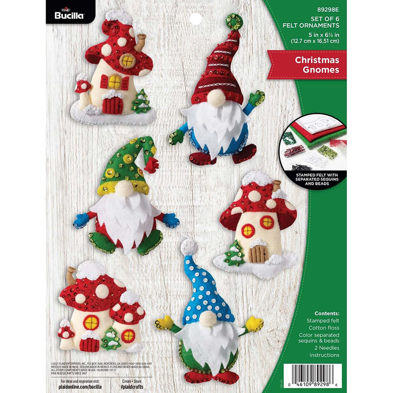 Bucilla Gnomes, Felt Applique Christmas Ornaments, Set of 6 - NewNest Australia