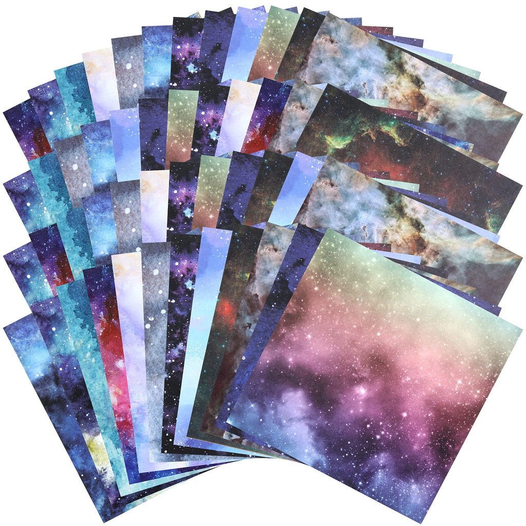 48 Pieces Scrapbook Paper Pad Watercolor Starry Sky Paper Pack 12 Styles Sky Craft Paper with One Side Prints Cardstock for Scrapbooking DIY Holiday Photo Album Crafts Making, 6 x 6 Inch - NewNest Australia