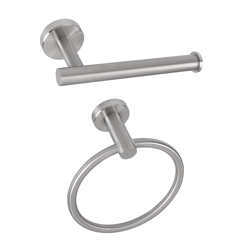 NearMoon 2 Pieces Bathroom Hardware Accessories, Towel Ring and Toilet Paper Holder- Stainless Steel Bathroom Towel Hanger and Hand Towel Holder, Wall Mounted (Brushed Nickel) Brushed Nickel - NewNest Australia