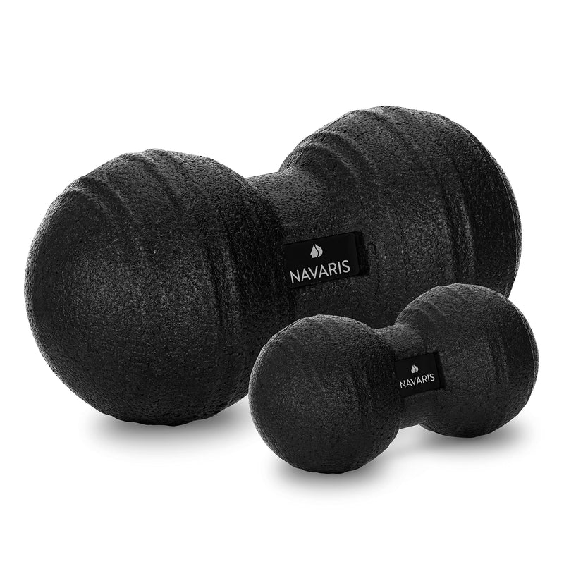 Navaris 2X Peanut Duo Ball - in 2 Sizes Duo Ball Fascia Ball Set - Trigger Point Ball - Fascia Balls - Black - NewNest Australia