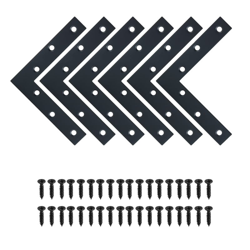 SAYAYO L Brace, 120x120mm Metal Flat Plate Bracket Stainless Steel Brackets Corner Bracket Right Angle Bracket for Wood Matte Black (6 PCS ) 120x120mm L Shape - NewNest Australia