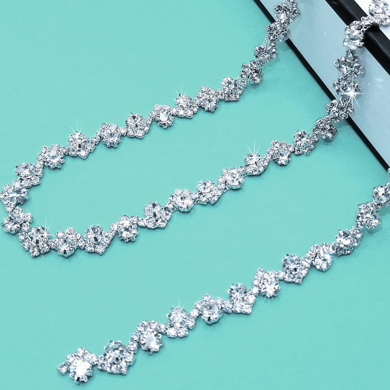 Yhsheen 1 Yard Bling Delicate Rhinestone Trim Crystal Rhinestone Chain Rhinestone Applique for DIY Decoration & Bridal Costume Embellishment - NewNest Australia