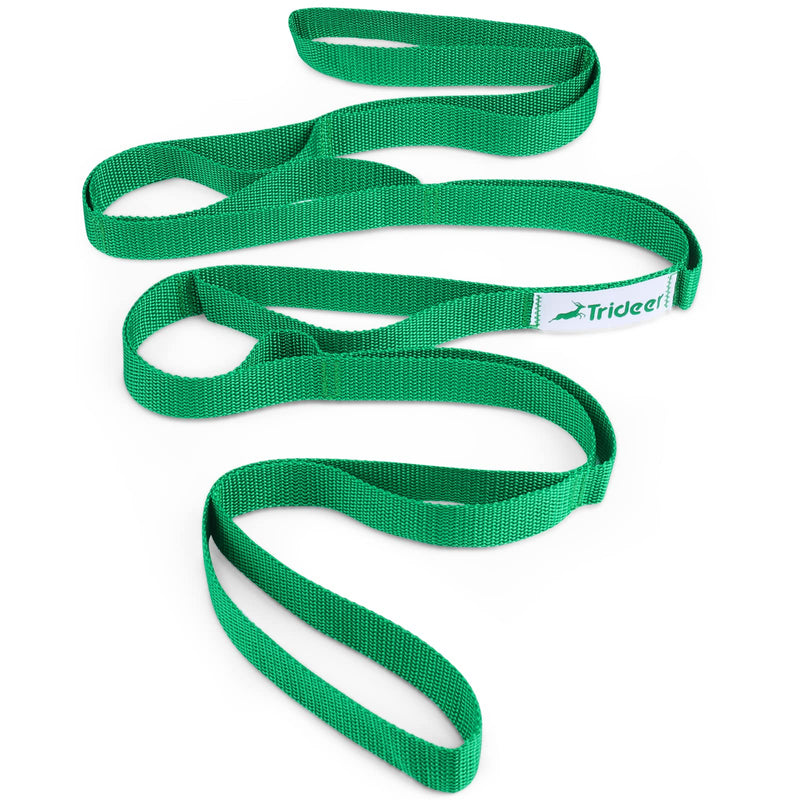 Trideer Stretching Strap Yoga Strap for Physical Therapy, 10 Loops Yoga Straps for Stretching, Non-Elastic Stretch Strap for Pilates, Exercise, Dance, Stretch Band with Workout Guide for Women & Men Green - NewNest Australia