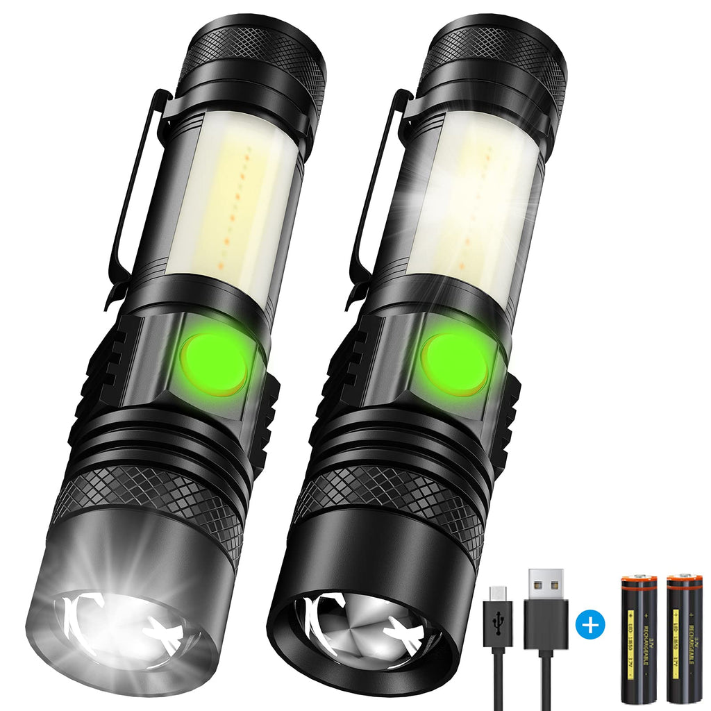 USB Rechargeable Flashlight, Vnina Magnetic LED Flashlights Super Bright Tactical Flashlights with Cob Sidelight Waterproof Zoomable 6 Modes USB Rechargeable for Camping Emergency(Battery Included) Red - NewNest Australia