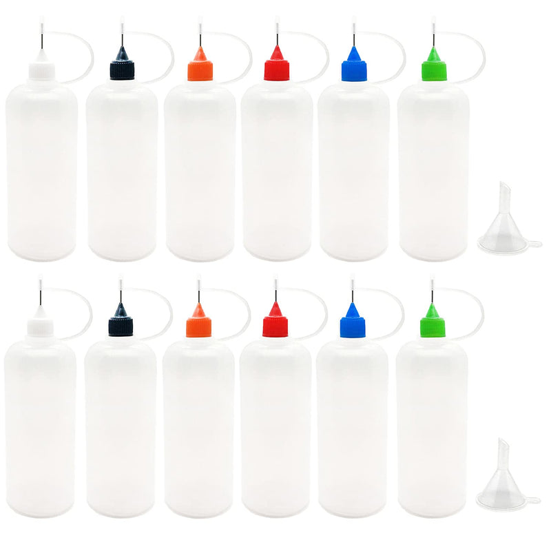 12 Pcs Precision Tip Applicator Bottles, MYYZMY 120ml /4 Ounce Needle Tip Bottle, with 2 Funnel, Multicolor Lids - NewNest Australia