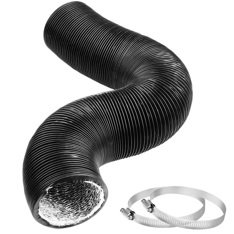 YIJUHOU 4 Inch 5 Feet Air Ducting, Flexible Aluminum Dryer Vent Hose for HVAC Ventilation, Fan Filter and Grow Tent, 2 Clamps Include 4IN*5FT Black - NewNest Australia