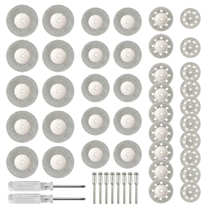 40 Pcs Diamond Cutting Wheel Set, 25mm/30mm/35mm/40mm Diamond Coated Cutting Wheel with 8 Pcs 3mm Mandrel and 2 Pcs Screwdriver - NewNest Australia