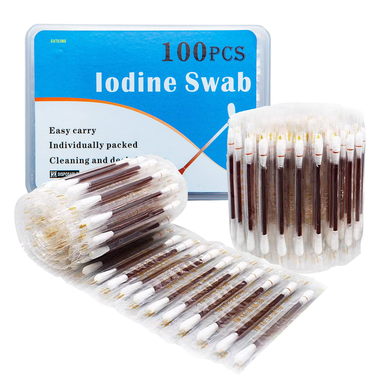 100 Disposable Iodophor Swabs Outdoor Supplies Medical Cotton Swabs Iodine Individually Packaged Cotton Swabs Iodine Swabs for Nose Care (Brown 100) Brown 100 - NewNest Australia