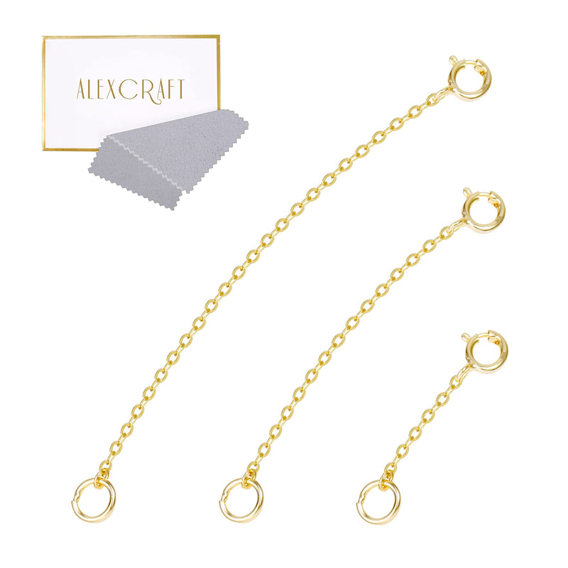 14K Gold Necklace Extenders 925 Sterling Silver Chain Extension Necklace Bracelet Anklet Extender for Jewelry Making (1 2 3 inch) 14K Gold - NewNest Australia