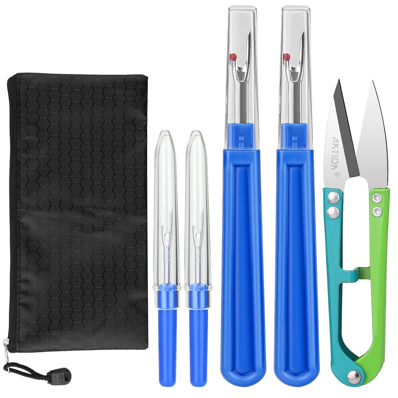 Seam Ripper, Sewing Stitch Ripper and Thread Remover Tool Kit, 2Big+2Small Thread Cutter and 1 Thread Snips (Blue) Blue - NewNest Australia