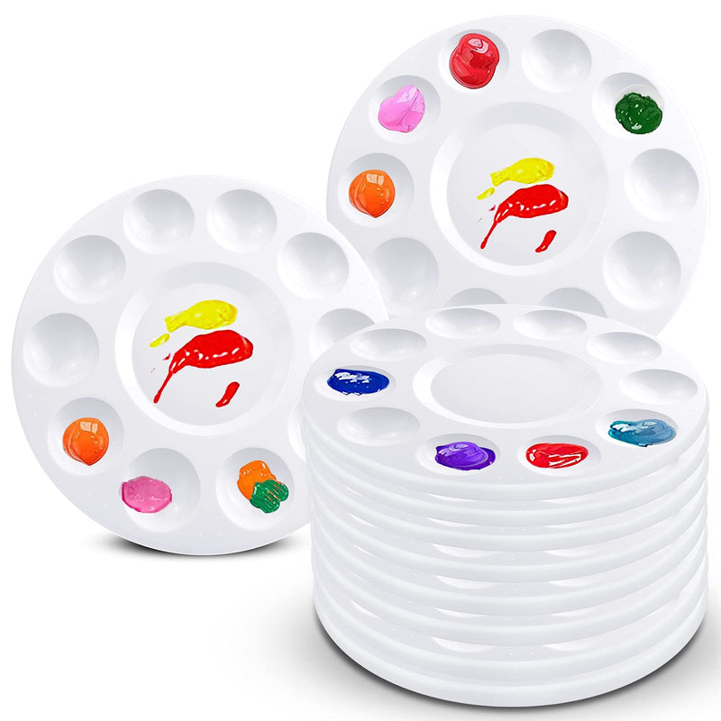 Hulameda 10pcs Paint Tray Palettes,Plastic Round Pallet for Kids or Pupils to Painting, DIY Craft at Home, Kindergarten or School 10pcs-white - NewNest Australia