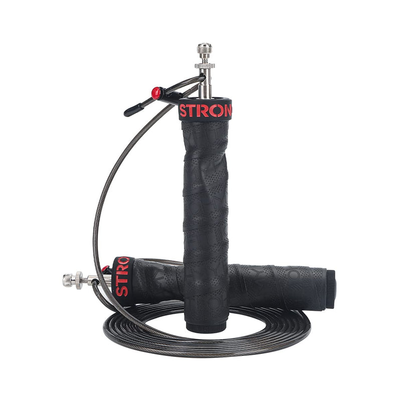 OHMY FIT STRONG Adjustable Speed and Weight Jump Rope, Carbon Steel Fast Speed Clip, Steel Cable, Training Grip Handle with Metal Removable Weights. Fitness Exercise Boxing Skipping Lean Workout Rope Only Black without weights - NewNest Australia