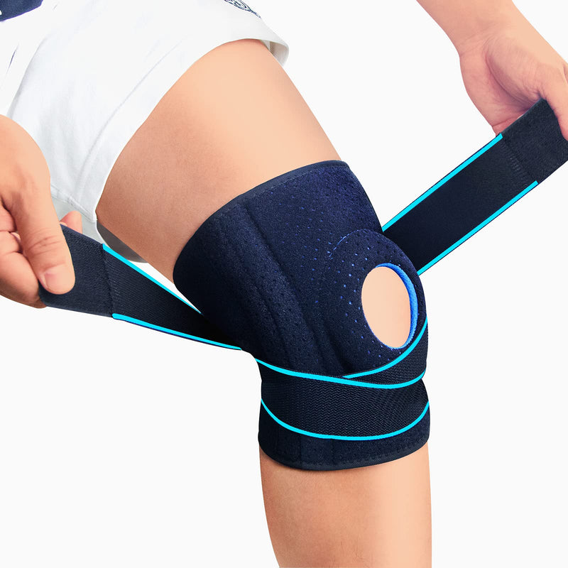 LAVAED Knee Brace with Side Stabilizers for Knee Pain, Adjustable Non Slip Open-Patella Compression Wrap Knee Support with Patella Gel Pads, for Man and Woman Sports Workout Gym Running Basketball Regular Size (13.7"~19.6") - NewNest Australia