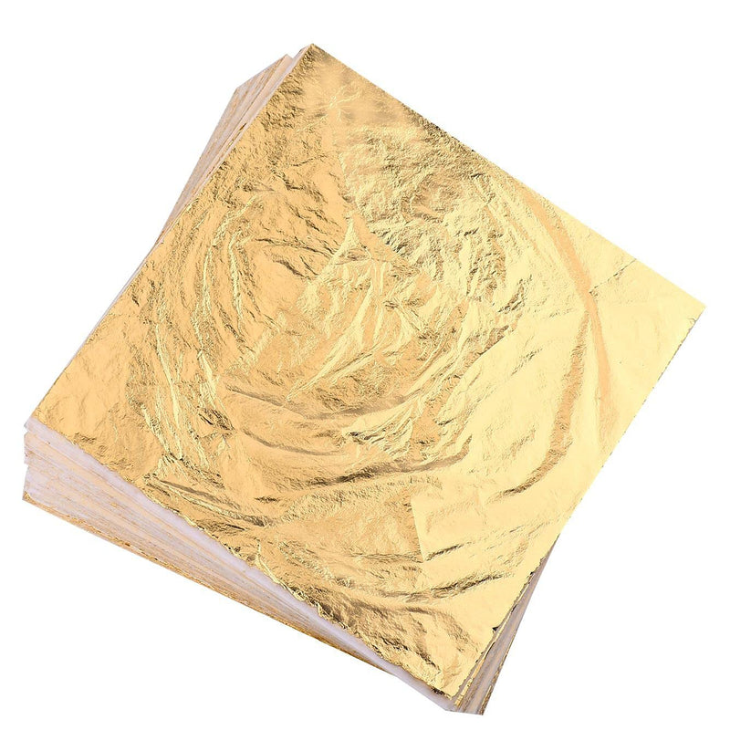 100pcs Imitation Gold Leaf for Arts, Gilding Crafting, Painting, Furniture Decoration, Imitation Gold Foil Sheets 5.5" x 5.5" - NewNest Australia