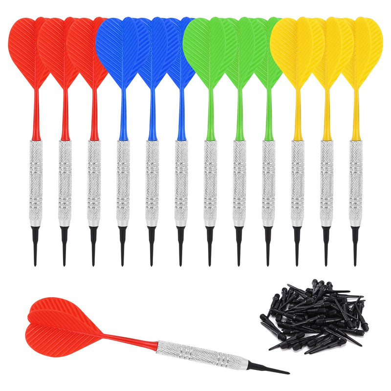 Accmor 12 pcs Soft Tip Darts, Bar Dart, Plastic Tip Darts Set, Soft Tip Darts for Electronic/Plastic Dartboard,Attach Extra 100 Black 2BA Replacement Tips - NewNest Australia
