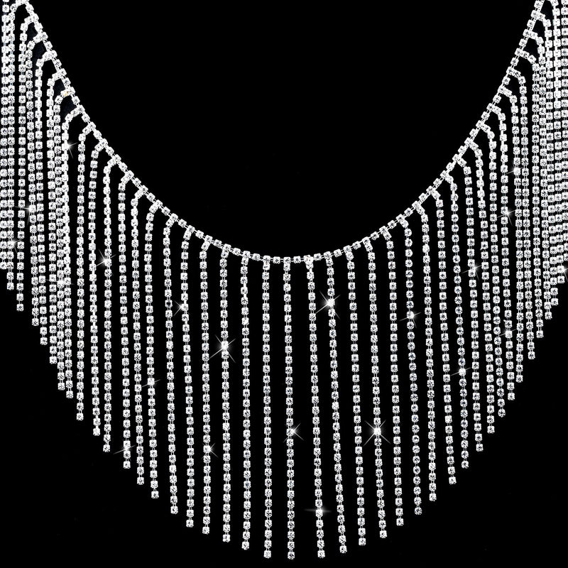 OIIKI 0.5 Yard Rhinestone Ribbon Tassel Chain, Diamond Crystal Tassel Fringe Trim for Wedding, Party, Clothing Accessories, Personalized DIY Decoration - NewNest Australia