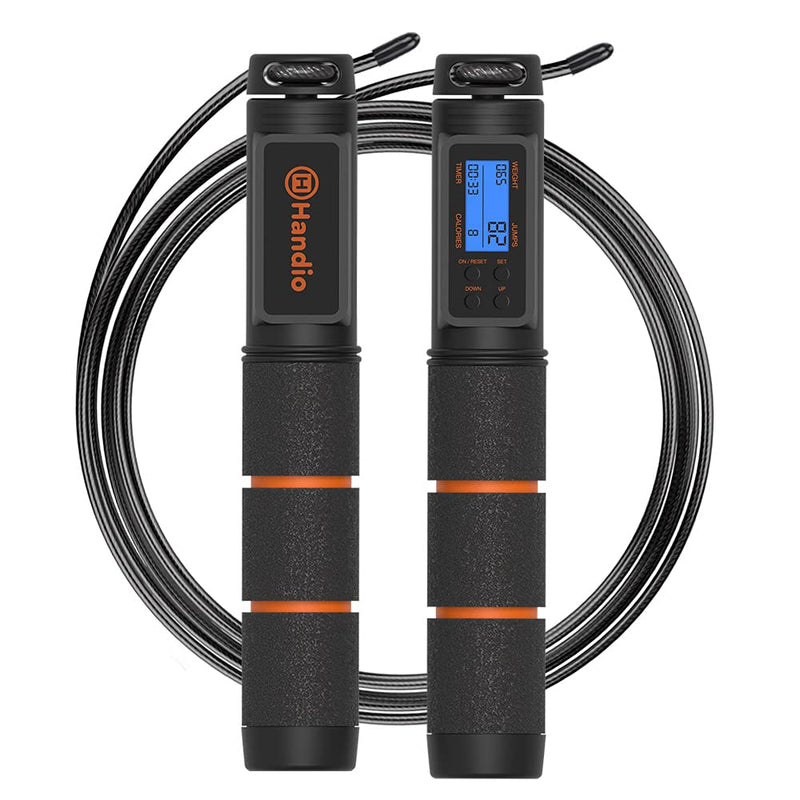 Jump Rope, H Handio Jump Rope with Counter, Workout Jumping Rope with Steel Ball Bearings, Adjustable Length Speed Skipping Rope for Men Women Kids Home Gym, Crossfit, Fitness Exercise Orange - NewNest Australia