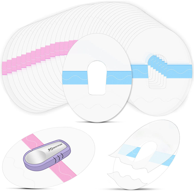 64 Pcs Shower Waterproof Patches Transparent Waterproof G6 Adhesive Patches Clear Sensor Covers Patch for G6 Overpatch Sticker Long Lasting Sweatproof Continuous Glucose Monitor Protection, Pink Blue - NewNest Australia