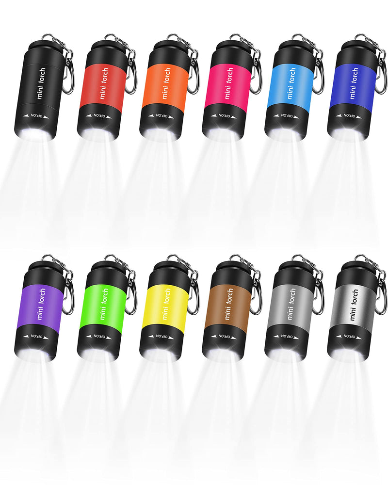 12 Pieces Mini Keychain Flashlight, USB Torch Rechargeable Colorful LED Flashlight High-Powered Keychain Lamp (Multicolor) - NewNest Australia