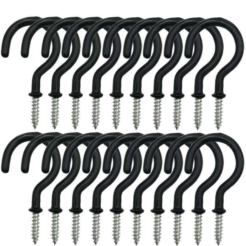 Ceiling Hooks Heavy Duty 24 Pack 2.9 Inch Vinyl Coated Screw Hooks Plant Hooks Kitchen Hooks Cup Hooks for Hanging Plants Lights Cups Mugs Pots Hat Clothes Black - NewNest Australia