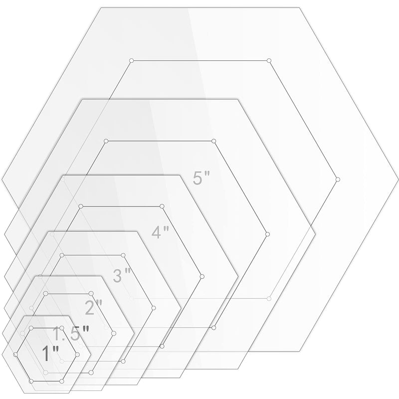 6 Pieces Hexagon Quilting Templates 1 Inch, 1.5 Inch, 2 Inch, 3 Inch, 4 Inch, 5 Inch with 1/4 Inch Seam Allowance, Acrylic Quilting Templates for DIY Quilting Sewing Crafts - NewNest Australia