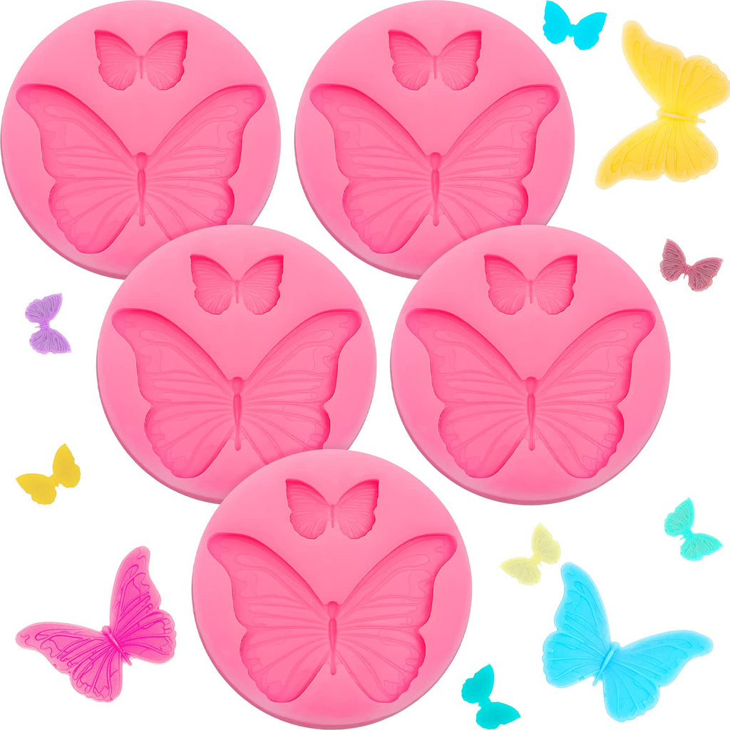 5 Pieces Butterfly Silicone Molds Mini Butterfly Fondant Cake Baking Mold Silicone Butterfly Chocolate Mold Pink Polymer Clay Molds Small Clay Molds, Non-stick DIY Tool for Cake Decor - NewNest Australia