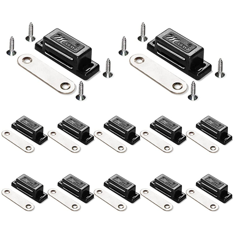 12 Pack Cabinet Magnets Magnetic Door Catch for Kitchen Bathroom Cupboard Wardrobe Closet Closures Cabinet Door Drawer Latch 15 lbs Screws Included (Black) Black - NewNest Australia