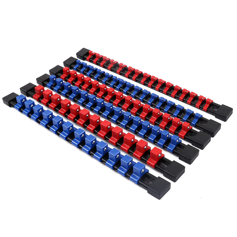 SWANLAKE ABS Socket Organizer Drive Socket Holder, 6PCS 1/4-Inch x 32 Clips, 3/8-Inch x 30 Clips, 1/2-Inch x 24 Clips, Premium Quality Socket Clip Rail Holder - NewNest Australia