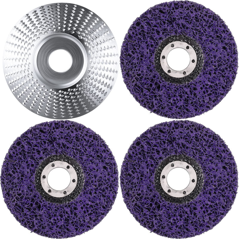 Angle Grinder Disc Wood Carving Disc Carving Abrasive Disc and 3 Pieces Strip Discs Stripping Wheel 4-1/2 Inch x 7/8 Inch Strip Clean Discs for Angle Grinder Polishing Sanding Remove Rust (4 Pieces) - NewNest Australia