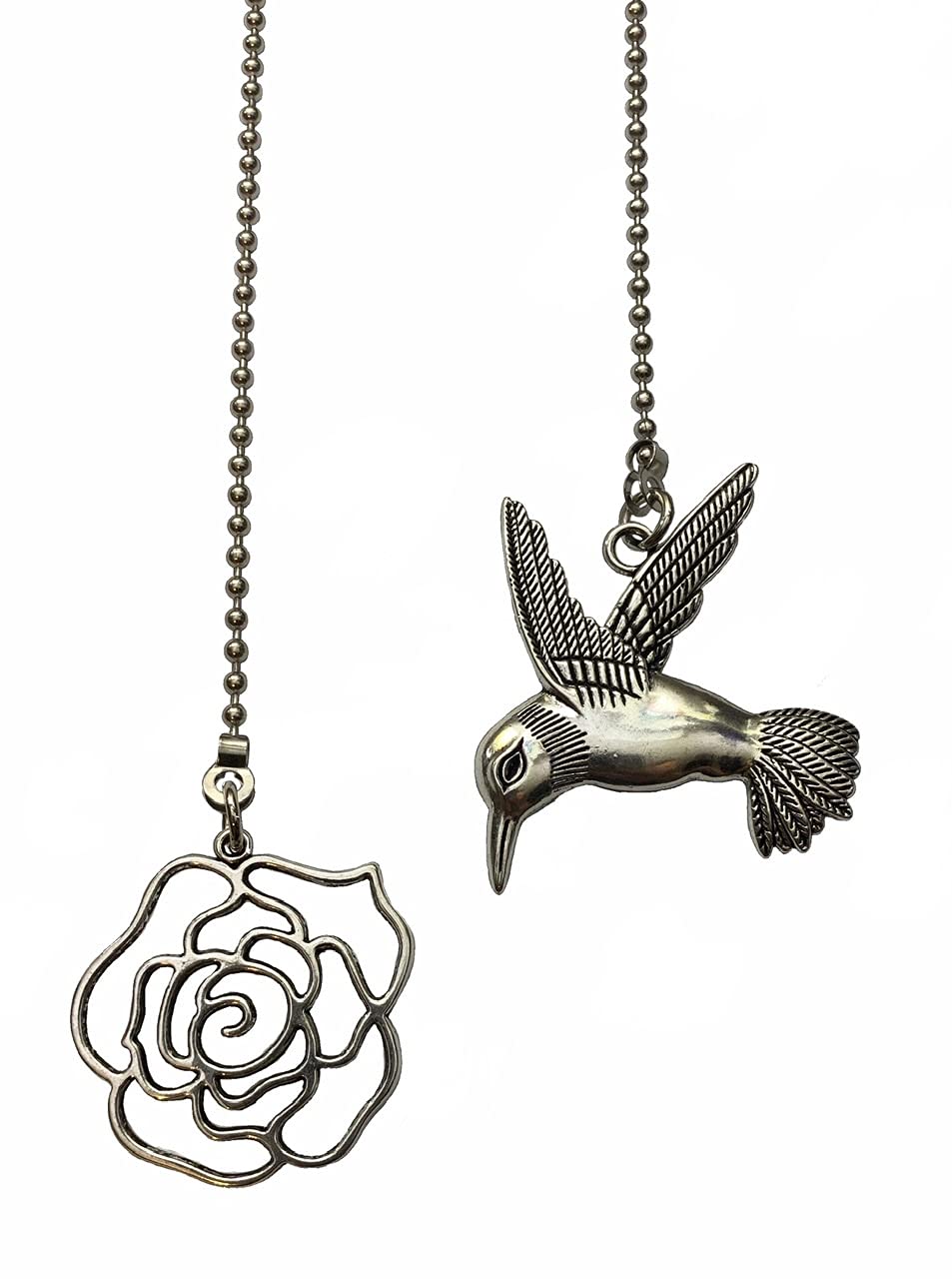 QiChi Large Hummingbird and Rose Fan Light Pull Chain Ornament Set, Silver - NewNest Australia