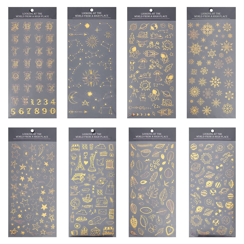 OLYCRAFT 8PCS Self-Adhesive Stickers Mixed Style Decorative Star Snowflake Stickers for Personalize Hand Account Photo Frame Album Laptop Water Bottle Scrapbook Decoration Cosmos Gold - NewNest Australia