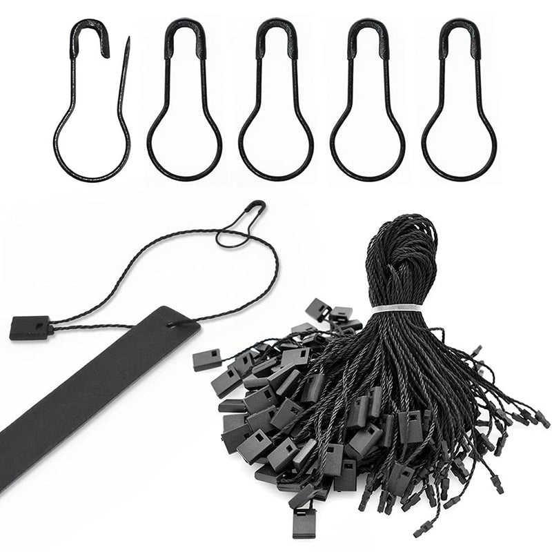 500Pcs Hang Tag Fasteners Black Nylon Snap Lock and 500Pcs 0.8 Inch Black Metal Ground Pins Clothes Tag Pins for Crafting and DIY Black String Black Pin - NewNest Australia