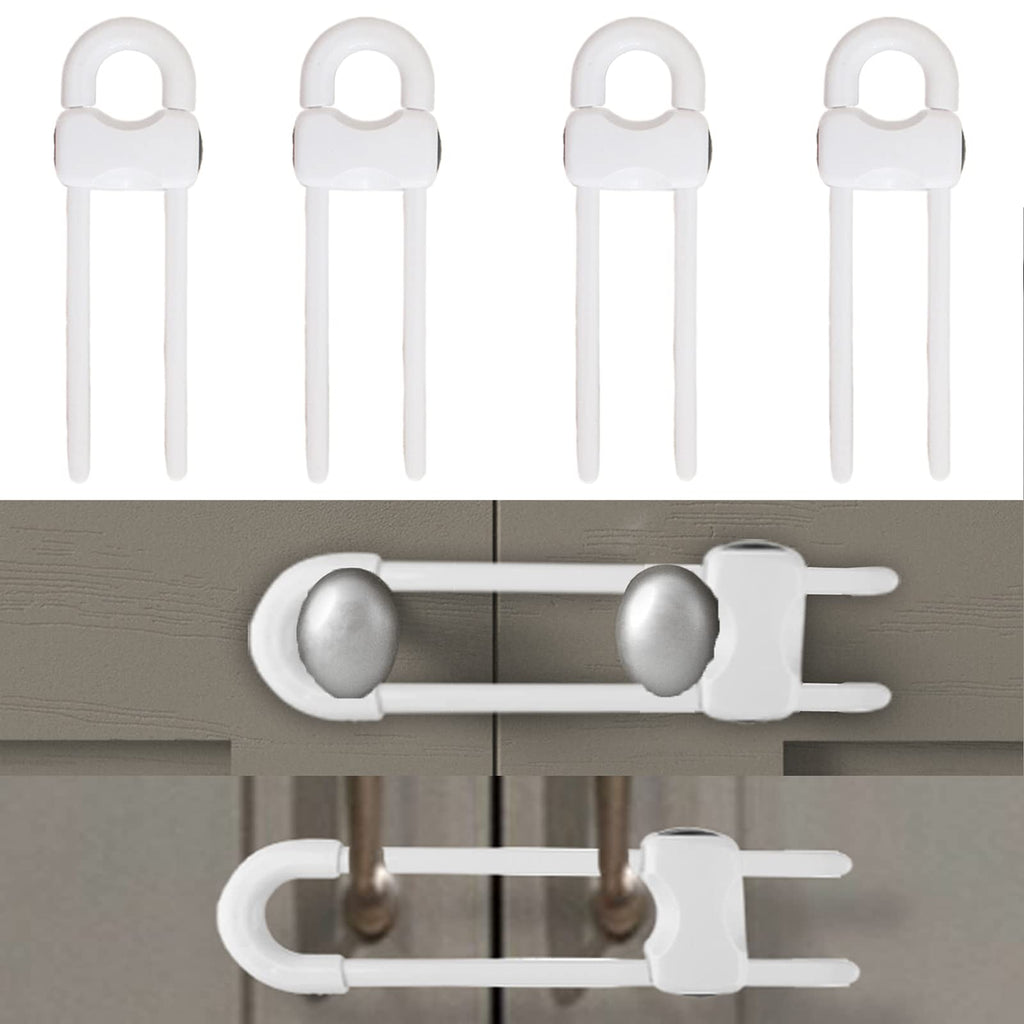 Sliding Cabinet Locks, Child Safety Locks U-Shaped Adjustable Child Proof Locks Multi-Purpose Latches for Drawers Closets Refrigerators Storage Doors Knobs Handles, 4PCS - NewNest Australia