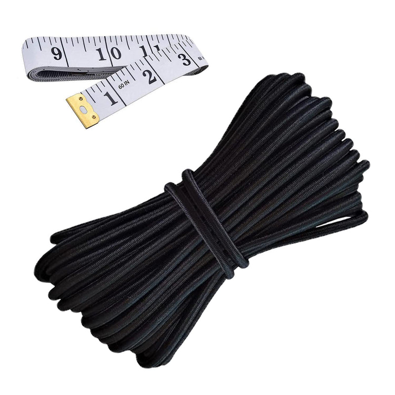 HEMYLU Elastic Cord 1/8 Inch (3MM) x 17FT, Black Elastic String Bungee Shock Cord with Nylon Sleeve and Heavy Strength for Crafting DIY Sewing - NewNest Australia