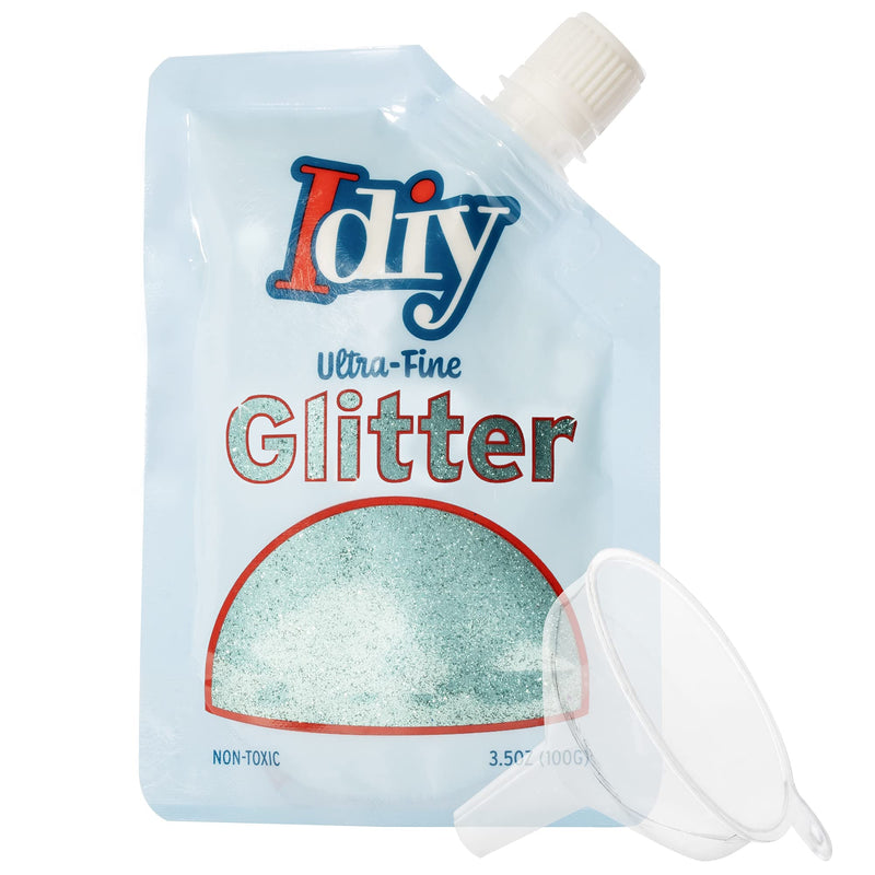 SCS Direct iDIY Ultra Fine Glitter (100g, 3.5 oz Pouch) w Easy-Pour Bag and Funnel - Aquamarine Blue Extra Fine - Perfect for DIY Crafts, School Projects, Decorations, Resin Aguamarine Blue - NewNest Australia