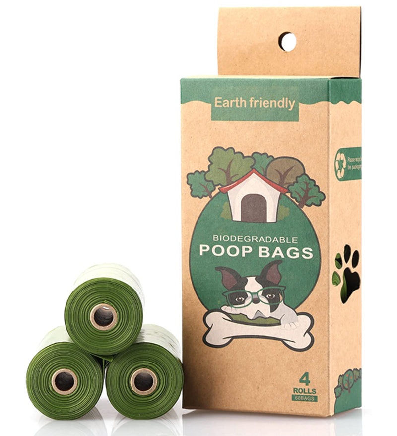 Biodegradable Dog Poop Bags | Compostable Dog Waste Bags | 100% Plastic Free, Unscented, Vegetable-Based & Eco-Friendly, Premium Thickness, Leak Proof, Easy Detach & Open | 4 Rolls 60 Bags - NewNest Australia