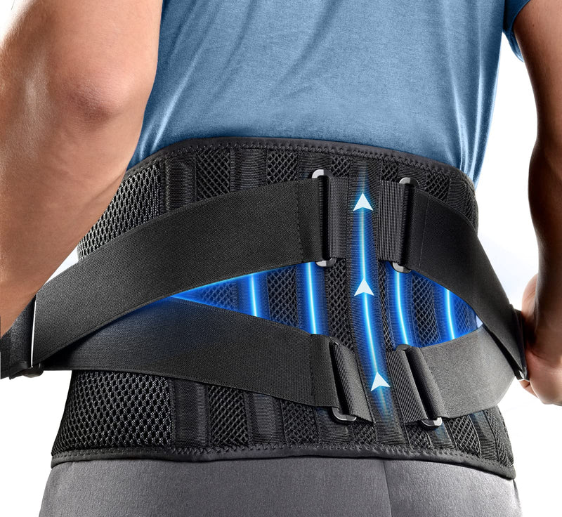 FREETOO Air Mesh Back Brace for Men Women Lower Back Pain Relief with 7 Stays, Adjustable Back Support Belt for Work , Anti-skid Lumbar Support for Sciatica Scoliosis (S(waist:27''-36''), Black) S(waist:27''-36'') 1 - NewNest Australia
