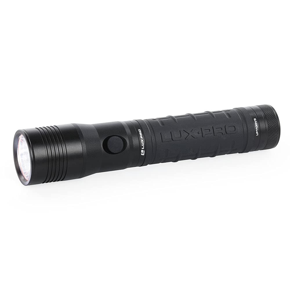 LUXPRO LP1100V3 2D Size High-output Handheld Flashlight, 455 Lumens, 2 D, Tackgrip, LPE Optics, Side Button - NewNest Australia