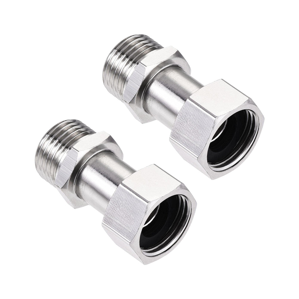 uxcell Straight G1/2 Male to Female Pipe Fitting Connector with Gasket Nickel Plated Copper 2Pcs - NewNest Australia