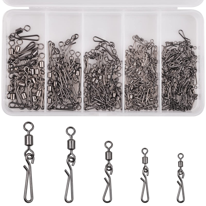 JSHANMEI Fishing Swivels Snaps Kit 165pcs Rolling Barrel Swivels with Fast Clips Fishing Snaps High Strength Speed Clips Connector Freshwater Saltwater Snaps Swivels Fishing Tackle - NewNest Australia