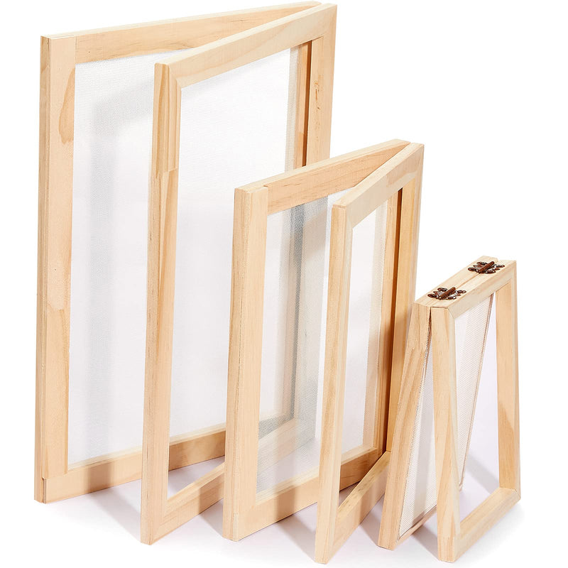 3 Pieces Paper Making Wooden Paper Making Mould Papermaking Screen Kit 3 Size Frame for DIY Paper Craft (5 x 7 Inches, 7.5 x 9.8 Inches, 9.8 x 13 Inches) - NewNest Australia
