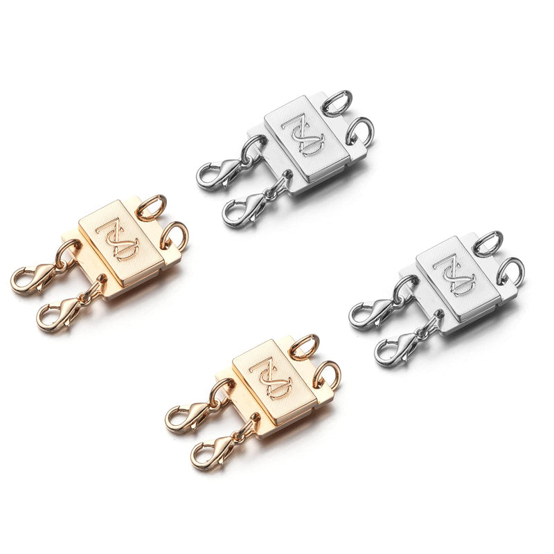 Zpsolution Locking Magnetic Double Necklace Layering Clasp, Separator for Stackable Necklaces and Chains with Storage Box 2 Strands (Gold+Silver) - NewNest Australia