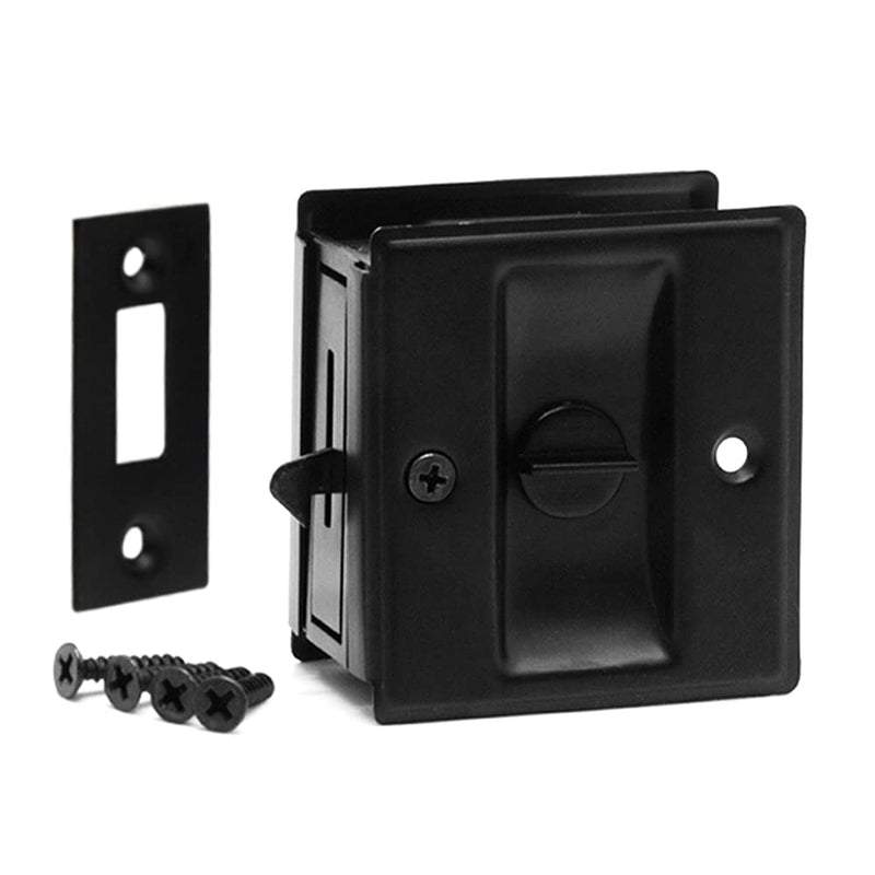 Privacy Sliding Door Lock with Pull, Solid Brass Pocket Door Privacy Lock, Matte Black, 1 Pack - NewNest Australia
