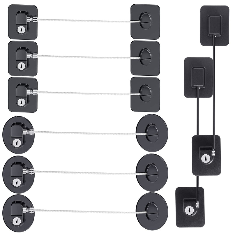 8 Pieces Refrigerator Lock with 10 Keys, Fridge Lock, Freezer Door Lock and Child Safety Cabinet Locks with Strong Adhesive, black - NewNest Australia