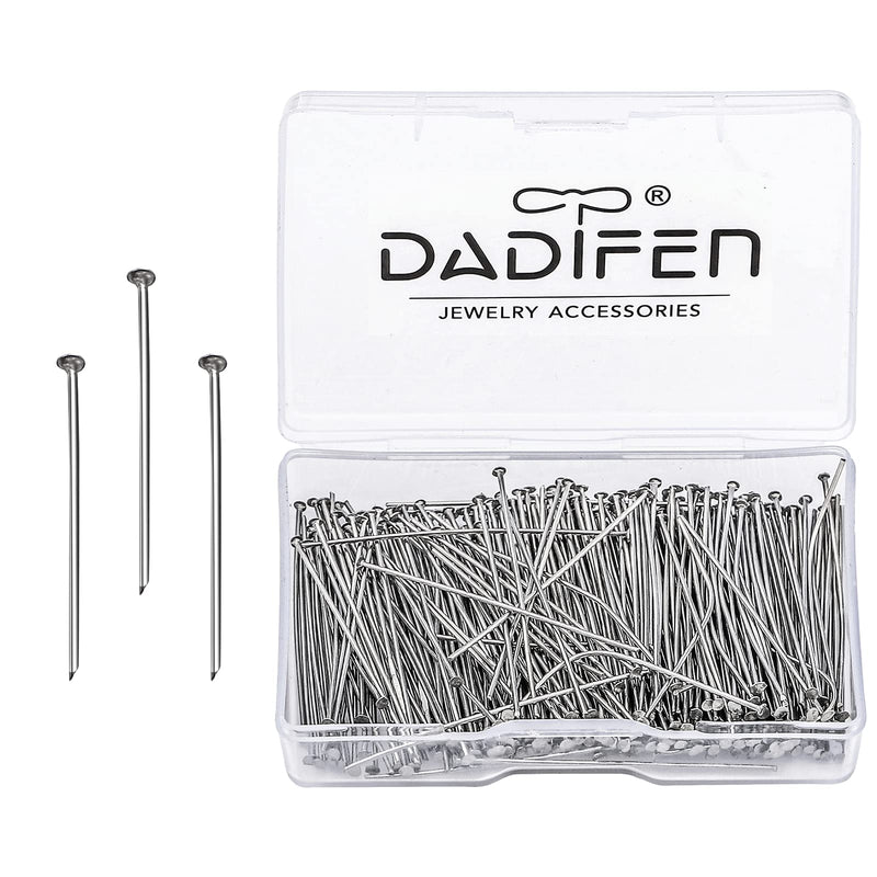 DADIFEN 400pcs 304 Stainless-Steel Flat Head Pins for Jewelry Making Supplies 30mm 24 Gauge Boxed Silver Jewelry Findings Head Pins for DIY Earrings Necklace Bracelet Pendant HeadPin 0.6x30mm - NewNest Australia