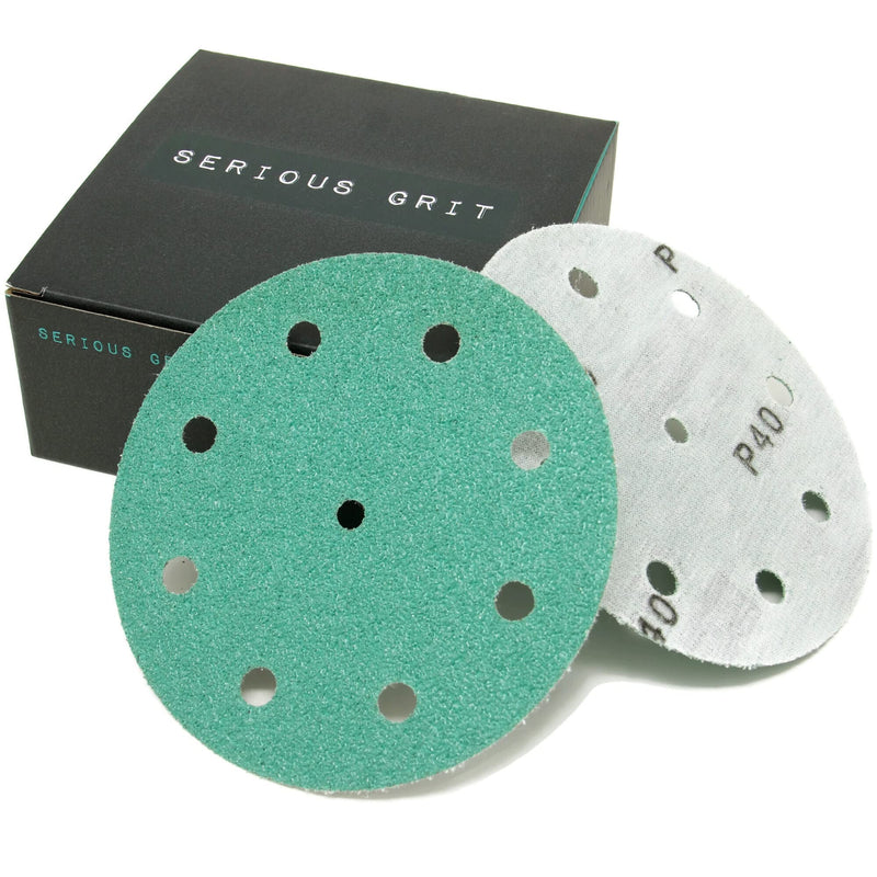 Serious Grit 5-Inch 9-Hole, 40 Grit Sanding Discs - Premium Hook and Loop Heavy Duty Sandpaper for Random Orbital Sanders - 25 PACK BOX - NewNest Australia