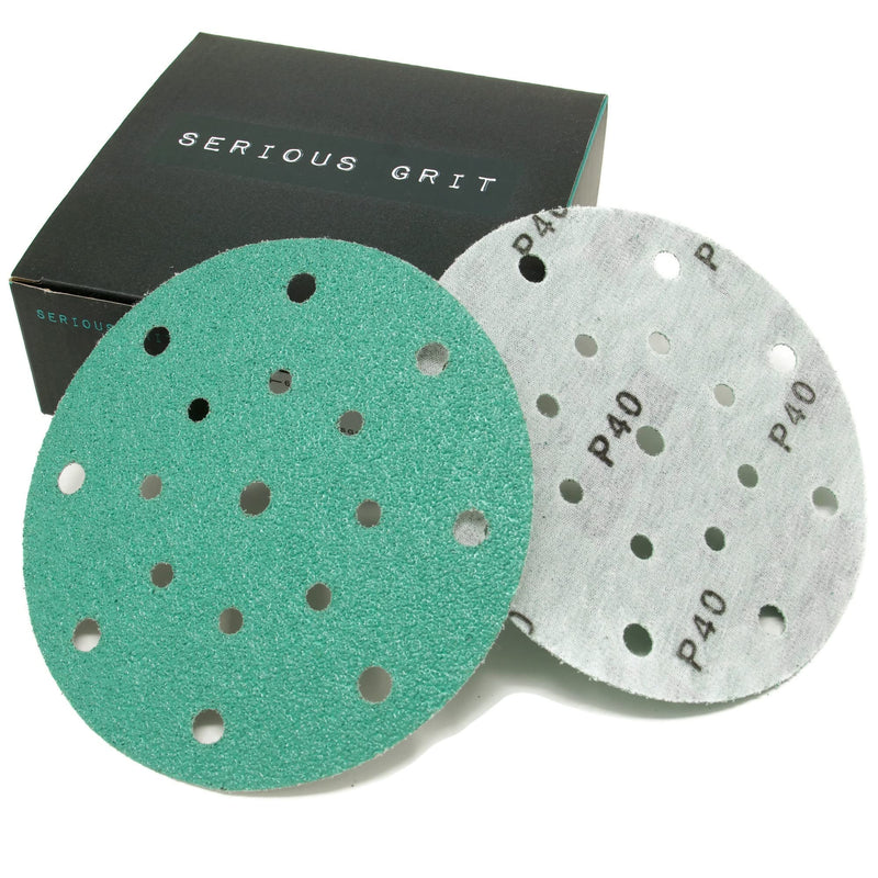 Serious Grit 6-Inch 17-Hole, 40 Grit Sanding Discs - Premium Hook and Loop Heavy Duty Sandpaper for Random Orbital Sanders - 25 PACK BOX - NewNest Australia