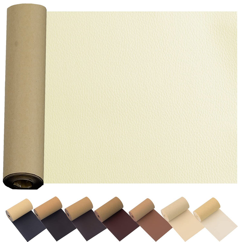 Leather Repair Patch for Couches 17X55inch Large Self-Adhesive reupholster Tape Patches kit for Couch Car Seats Furniture Sofa Vinyl Chairs Jackets Shoes Fabric Fix Tear (Beige White, 17x55 inch) Beige White - NewNest Australia