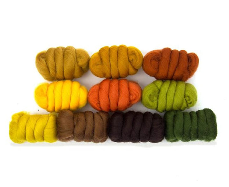 Revolution Fibers | Mixed Merino Wool Variety Pack | Perfect Wool Roving for Spinning, Needle Felting, Wet Felting, Weaving and Crafting (Autumn Leaves (Multicolored), 250 Grams) - NewNest Australia