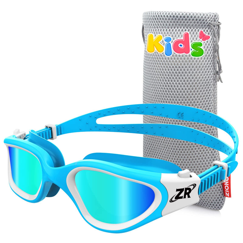 ZIONOR Kids Swim Goggles, Super Comfort Polarized Swimming Goggles for Kids 6-14 A1-kids-polarizedgold Lens Blue Frame - NewNest Australia